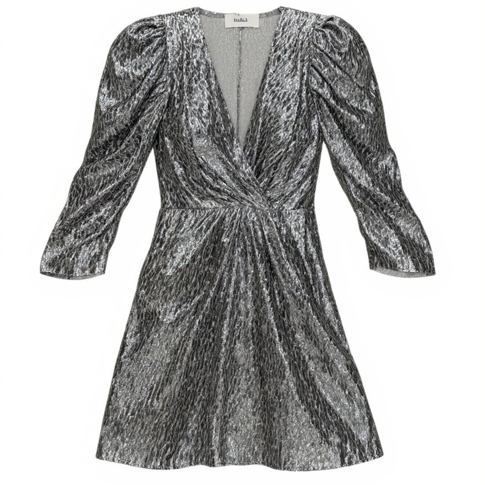 ba&sh Metallic Silver Long Sleeve Dress